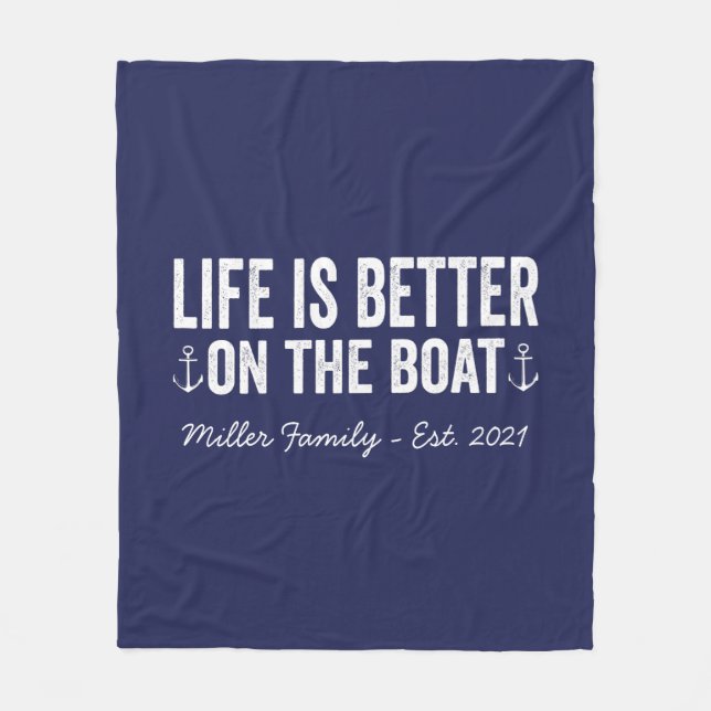 Couverture Polaire La vie est meilleure sur le bateau Nom de famille  (Devant)