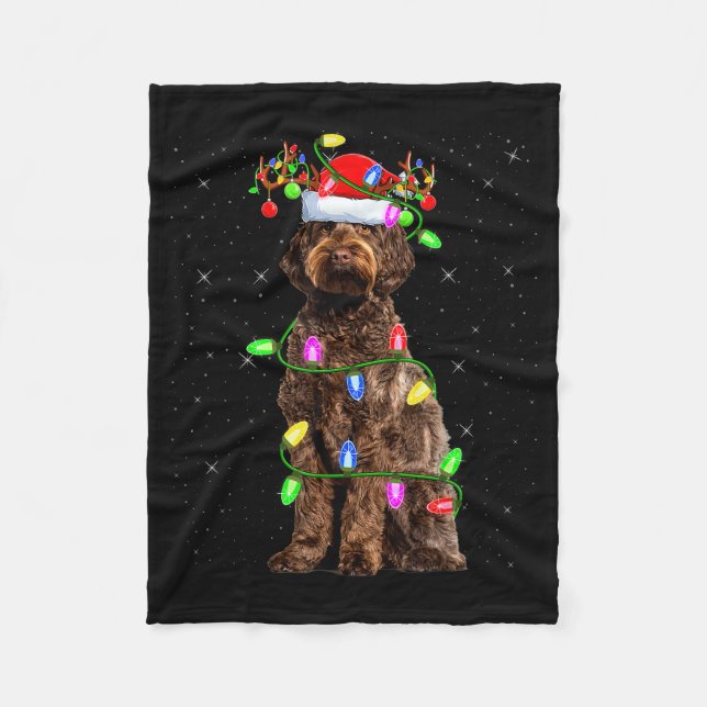 Couverture Polaire Labradoodle Dog Xmas Lighting Santa Labradoodle Ch (Devant)