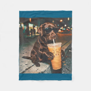 Couverture Polaire Labrador chocolat drôle buvant des amateurs de caf