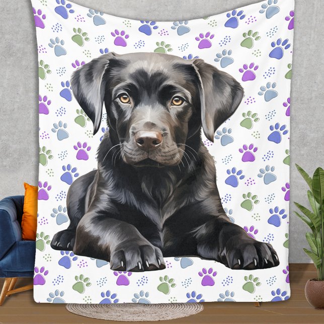 Couverture Polaire Labrador Retriever Chien Empreintes de pattes colo (Créateur téléchargé)