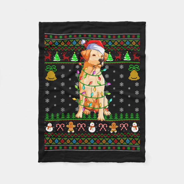 Couverture Polaire Labrador Retriever Dog Christmas Lights Ugly Sweat (Devant)