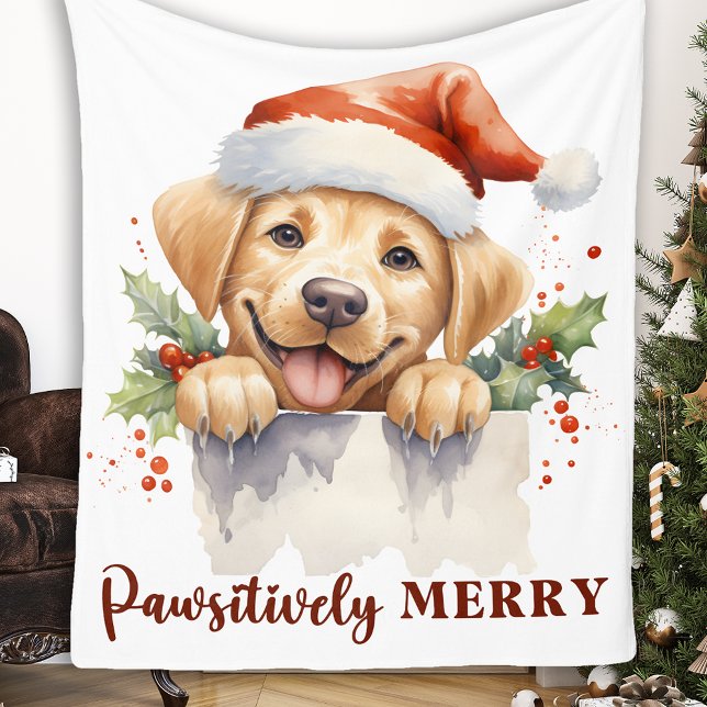 Couverture Polaire Labrador Retriever Père Noël Puppy Chien Noël (Créateur téléchargé)