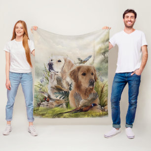 Couverture Polaire Labrador Retrivers avec faisan, Art