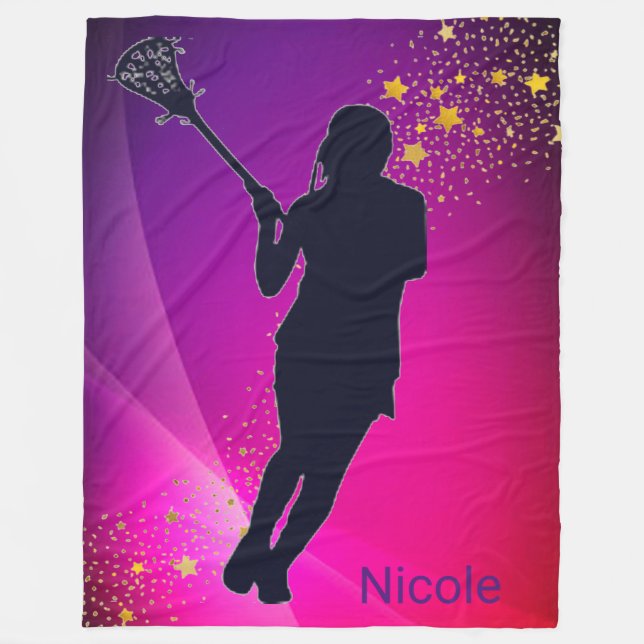 Couverture Polaire Lacrosse Gold Stars Purple Rose Fleece Blanche (Devant)