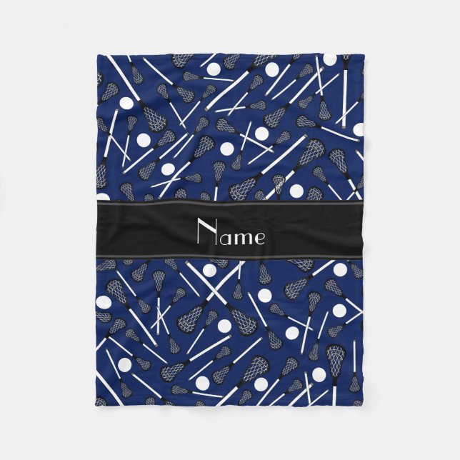 Couverture Polaire Lacrosse nommée personnalisée de bleu marine (Devant)