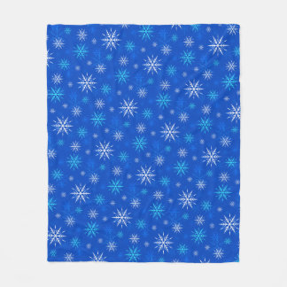 Couverture Polaire Laisser neiger, Blue Snowflake Motif Blanche polai
