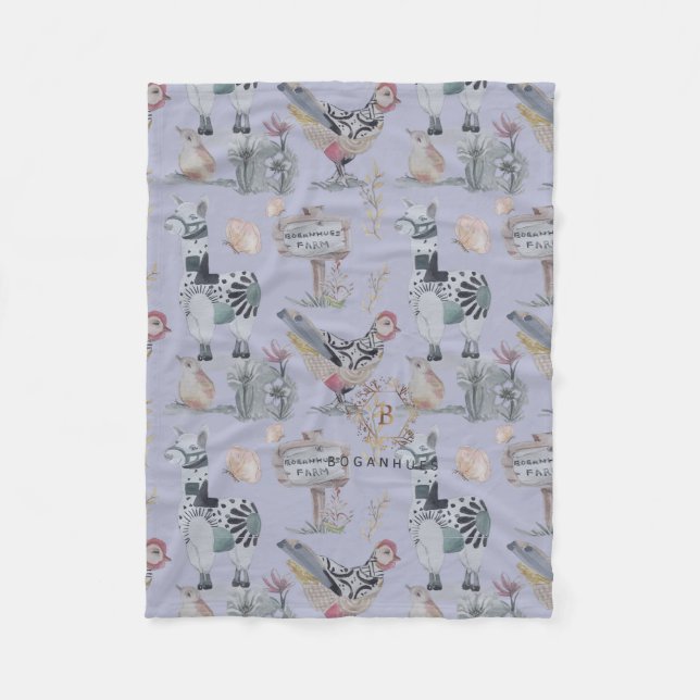 Couverture Polaire Lama Chicken Boganhues Agritourisme imprimé Bébé B (Devant)