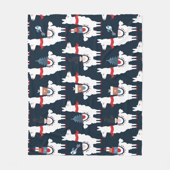 Couverture Polaire Lamas Festive : Le Motif de Noël enchante (Devant)