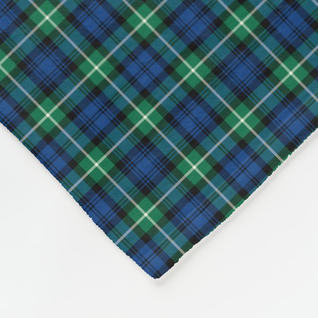 Couverture Polaire Lamont Clan Bleu clair et Tartan vert (Coin)
