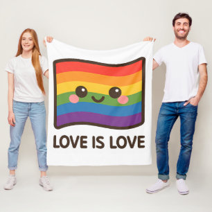 Couverture Polaire L'amour est l'amour - Kawaii Rainbow Design