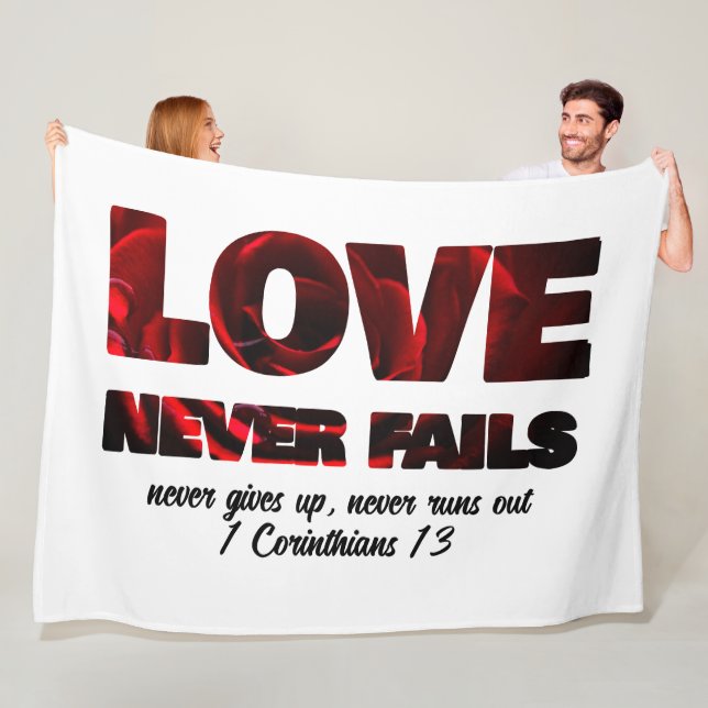 Couverture Polaire L'AMOUR N'ÉCHEC JAMAIS Valentins chrétiens (En situation)