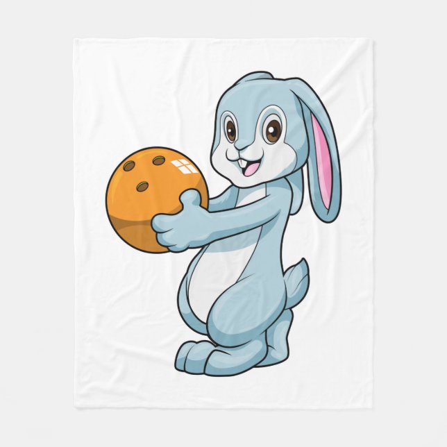 Couverture Polaire Lapin à Bowling avec Bowling balle (Devant)