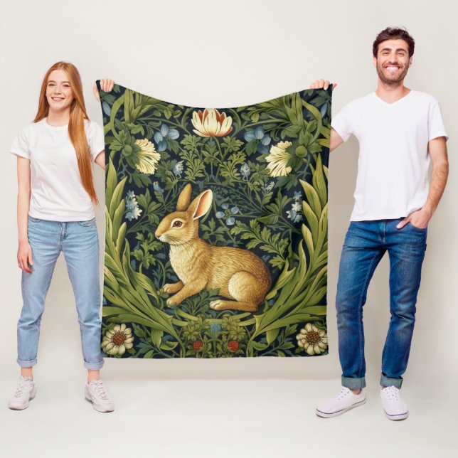 Couverture Polaire Lapin Art nouveau dans le jardin (En situation)