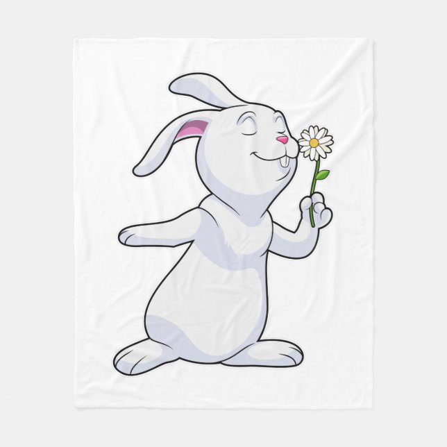 Couverture Polaire Lapin avec marguerite (Devant)