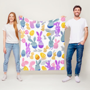 Couverture Polaire lapin avec oeufs de pâques
