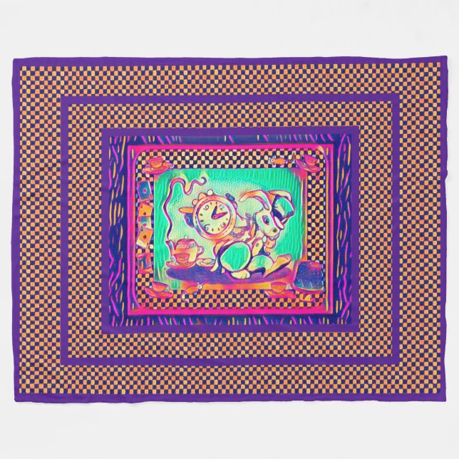 Couverture Polaire Lapin blanc coloré par Aleta (Devant (Horizontal))