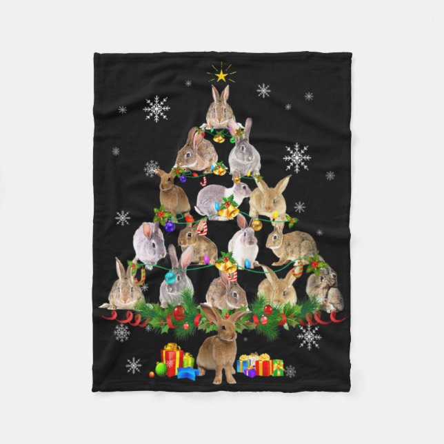 Couverture Polaire Lapin de Noël Femme Sapin de Noël Lapin Drôle de N (Devant)