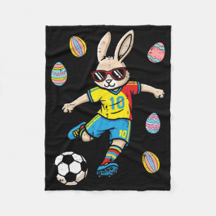 Couverture Polaire Lapin de Pâques Coup de Pied de Football Garçons E