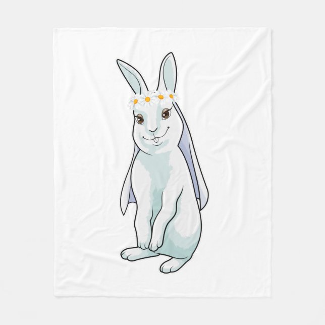 Couverture Polaire Lapin en mariée avec couronne de fleurs (Devant)