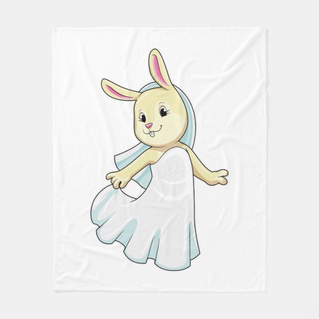 Couverture Polaire Lapin en mariée avec voile (Devant)