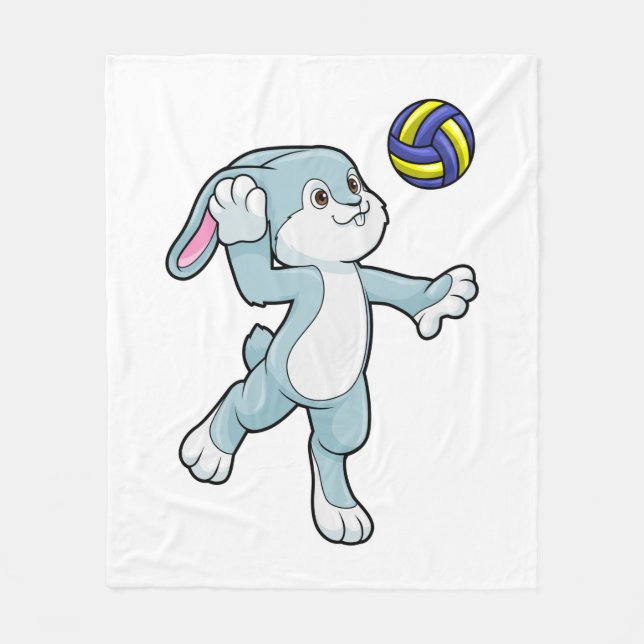 Couverture Polaire Lapin en sport avec volleyball (Devant)