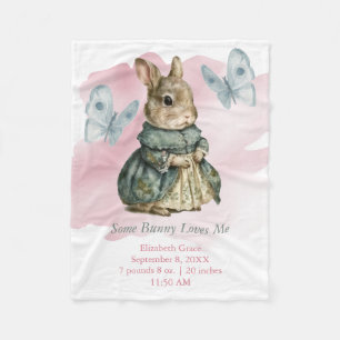 Couverture Polaire Lapin Lapin Papillon rose Laver Bébé