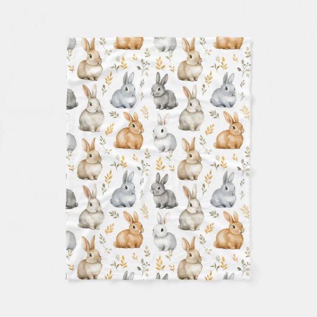 Couverture Polaire Lapins Et Feuilles (Devant)