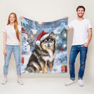 Couverture Polaire Lapphund finlandais Winter Wonderland Noël Joie
