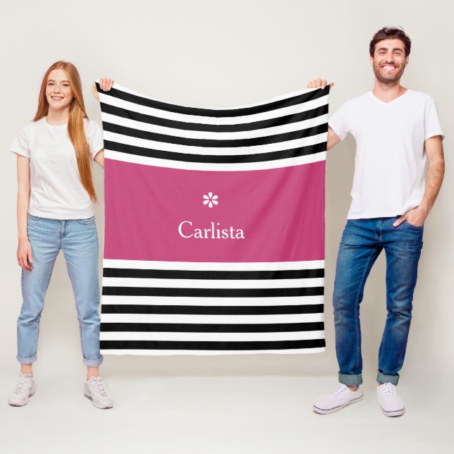 Couverture Polaire Large Black Horizontal Stripes Dark Rose Nom Faisy (En situation)