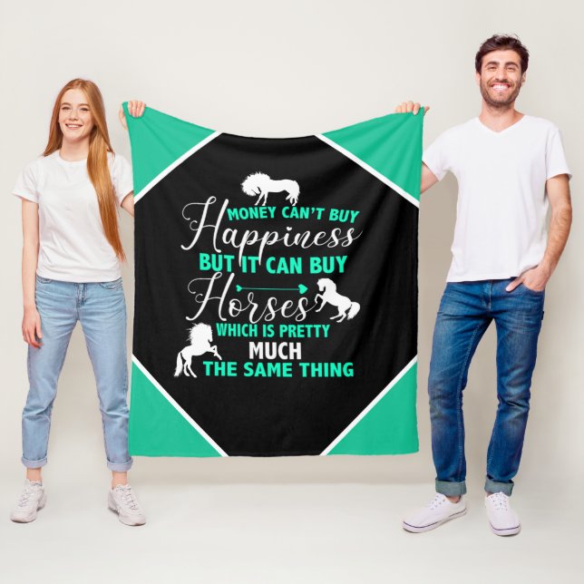 Couverture Polaire L'argent peut acheter Cheval Mint Green (En situation)