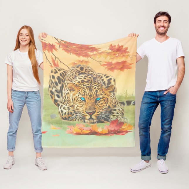 Couverture Polaire L'art léopard (En situation)