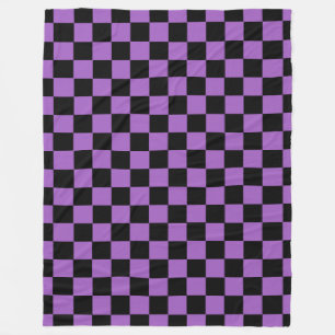 Couverture Polaire Lavande et Motif À damiers noir