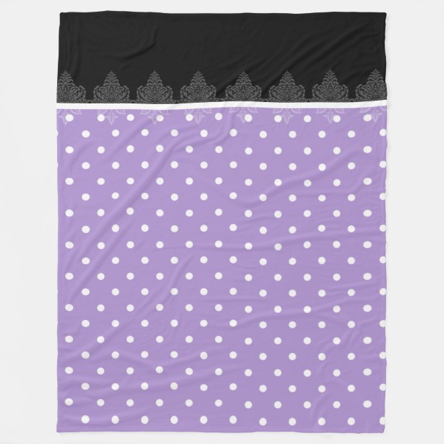 Couverture Polaire Lavande et rayures noires Blanche en polaire Tiffa (Devant)