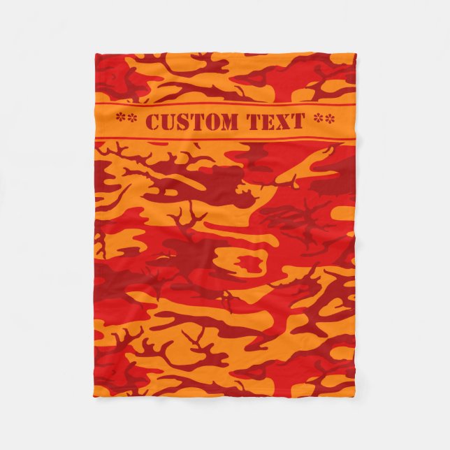 Couverture Polaire Lave Camo rouge avec le texte fait sur commande (Devant)