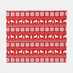 Couverture Polaire Le berger australien silhouette le motif de Noël