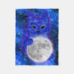 Couverture Polaire Le Cat de l'Espace Joue avec la Lune