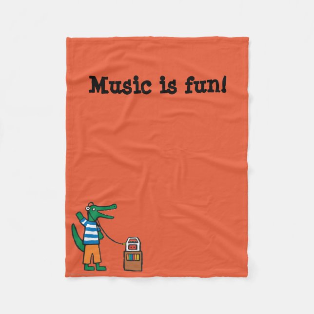 Couverture Polaire Le crocodile frais écoute la musique (Devant)