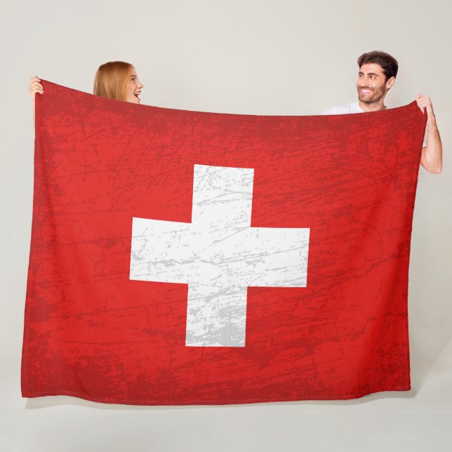 Couverture Polaire Le drapeau suisse - Une tapisserie du patrimoine s (En situation)