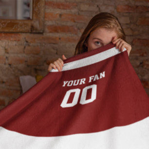 Couverture Polaire Le football rouge et blanc personnalisé