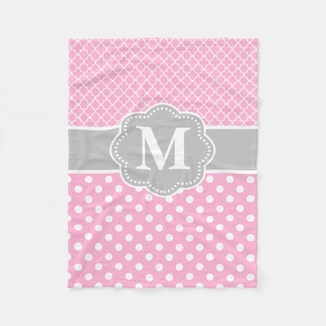 Couverture Polaire Le gris rose pointille le monogramme de Quatrefoil (Devant)