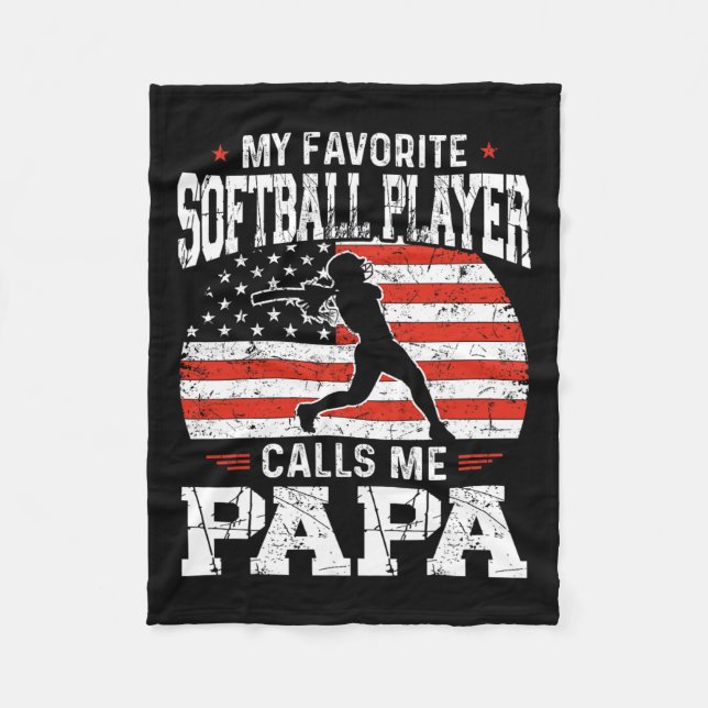 Couverture Polaire Le Joueur favori de softball m'appelle Papa Funny  (Devant)
