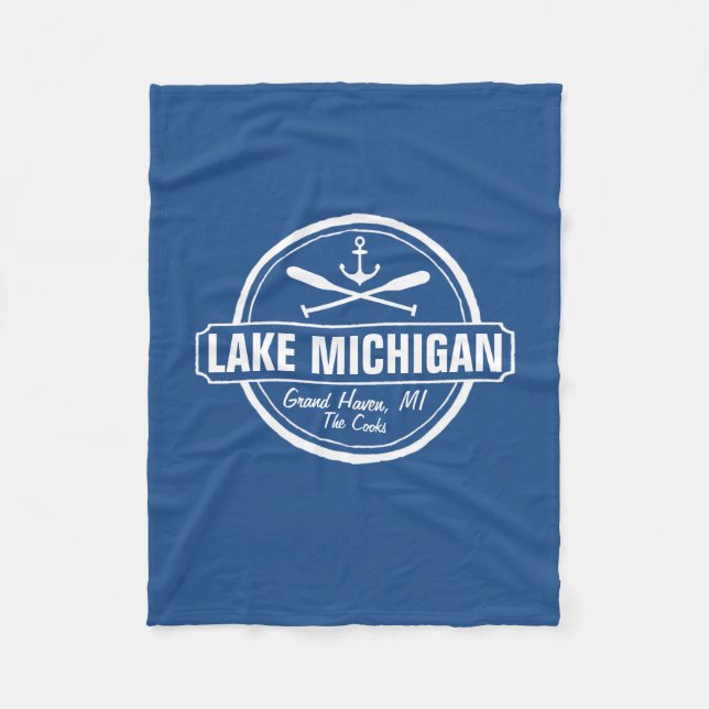 Couverture Polaire Le lac Michigan, ville faite sur commande, nom, (Devant)