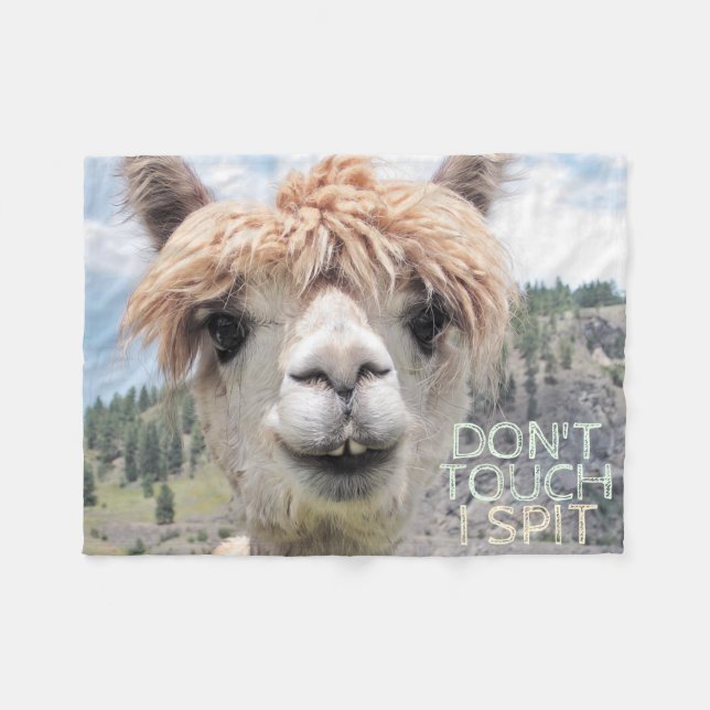 Couverture Polaire Le lama drôle d'alpaga ne me touchent pas crachent (Devant (Horizontal))