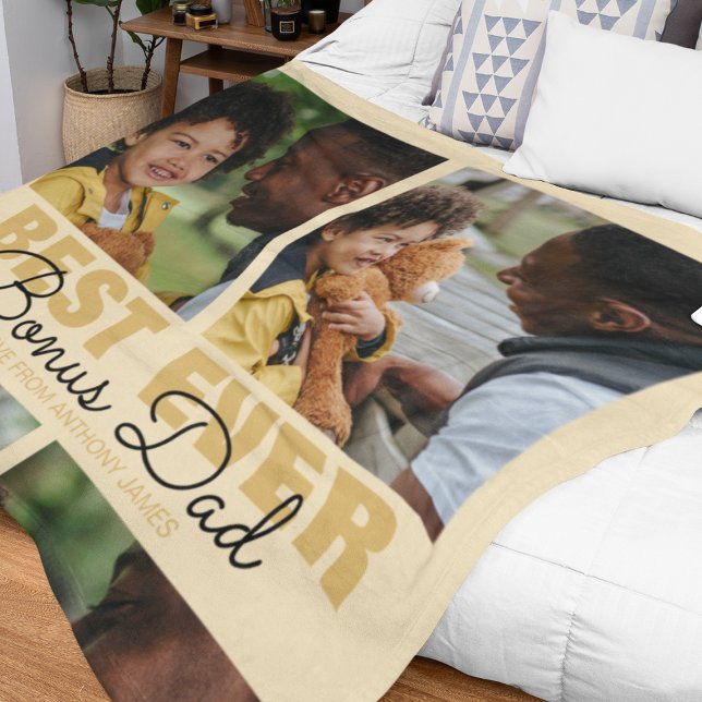Couverture Polaire Le meilleur papa de tous les temps| Collage de pho (Créateur téléchargé)