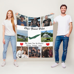 Couverture Polaire 'Le meilleur pilote du ciel', Avion, Collage photo