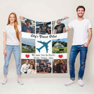 Couverture Polaire 'Le meilleur pilote du ciel', Avion, Collage photo