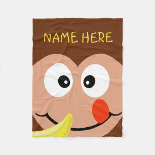 Couverture Polaire Le nom fait sur commande de singe mignon badine