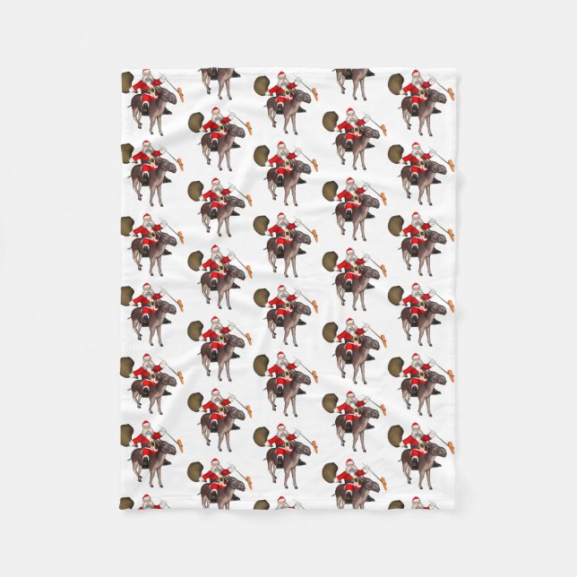 Couverture Polaire Le Père Noël aime les ânes (Devant)