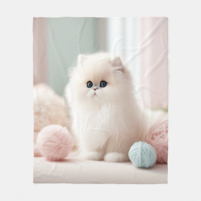 Couverture Polaire Le rêve pastel doux du chat perse (Devant)