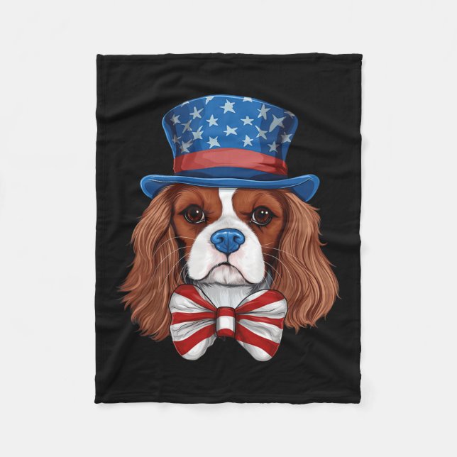 Couverture Polaire Le Roi Charles Spaniel Avec Drapeau Américain Indé (Devant)